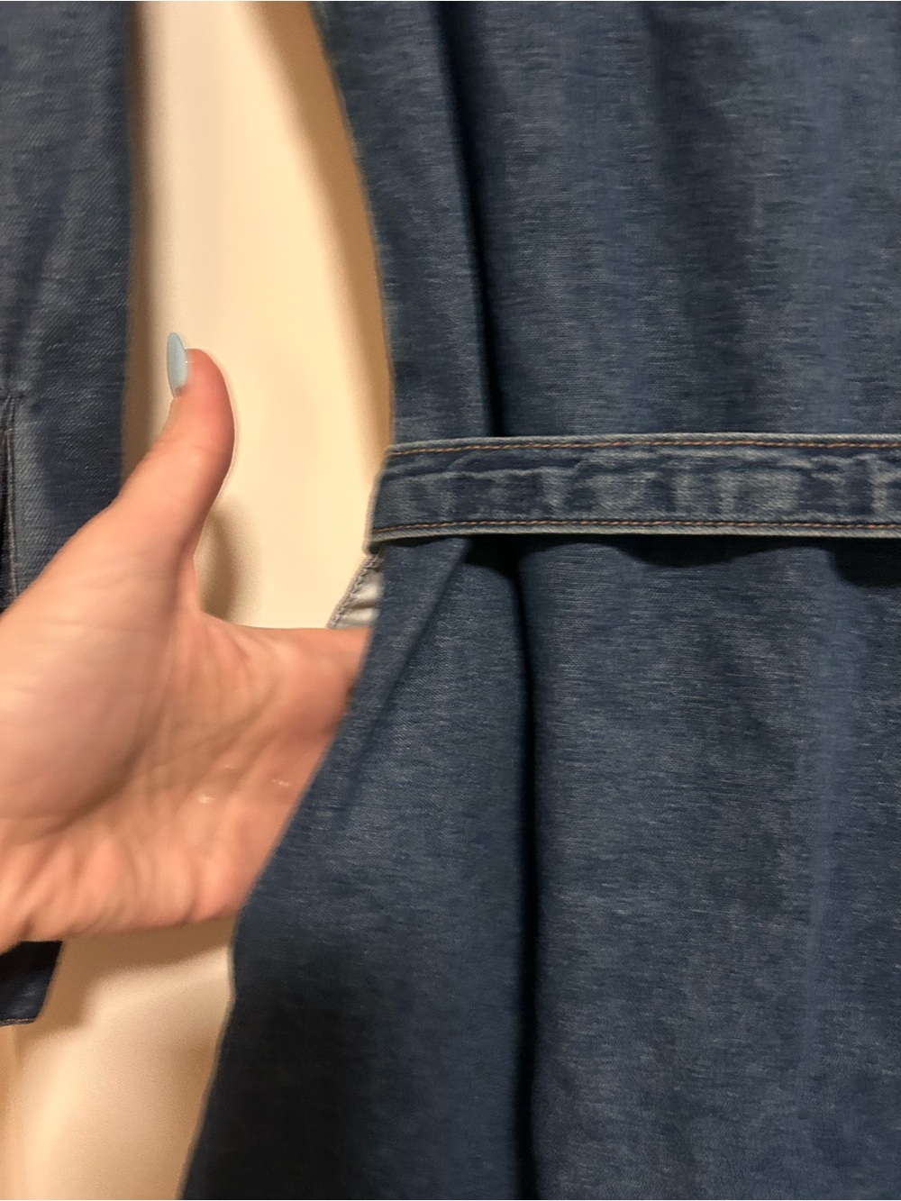 🤎🌀Frye Blue Denim Dress Full Button Front & Removable Waist Belt 🌀🤎 - Picture 5 of 15